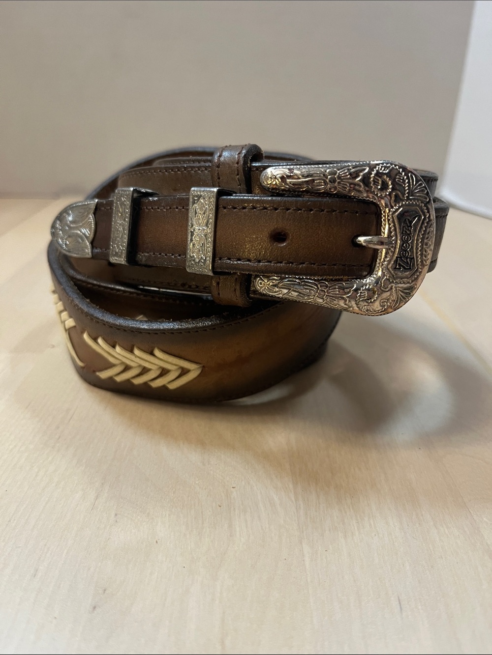 Nocona Brown Leather Western Belt w/ Silver Tone Hardware Men’s Size 40
